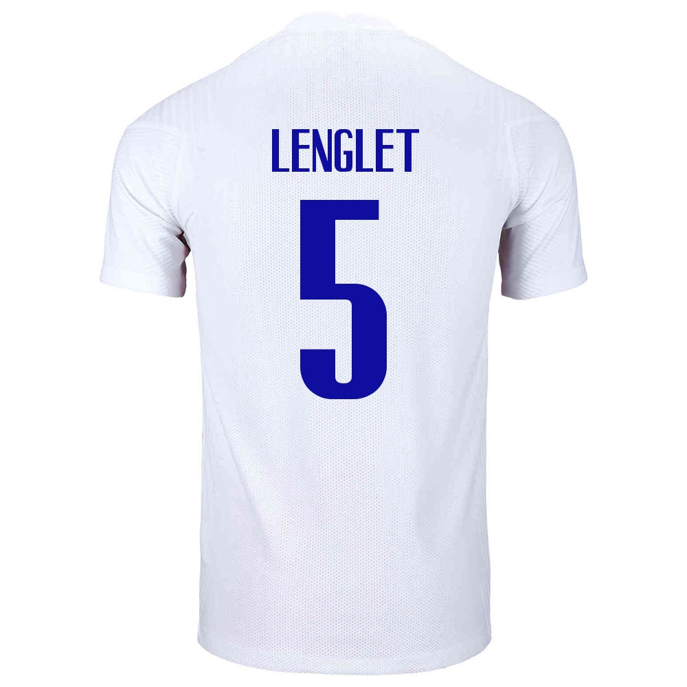 Damen Französische Fussballnationalmannschaft Clement Lenglet #5 Auswärtstrikot Weiß 2021 Trikot