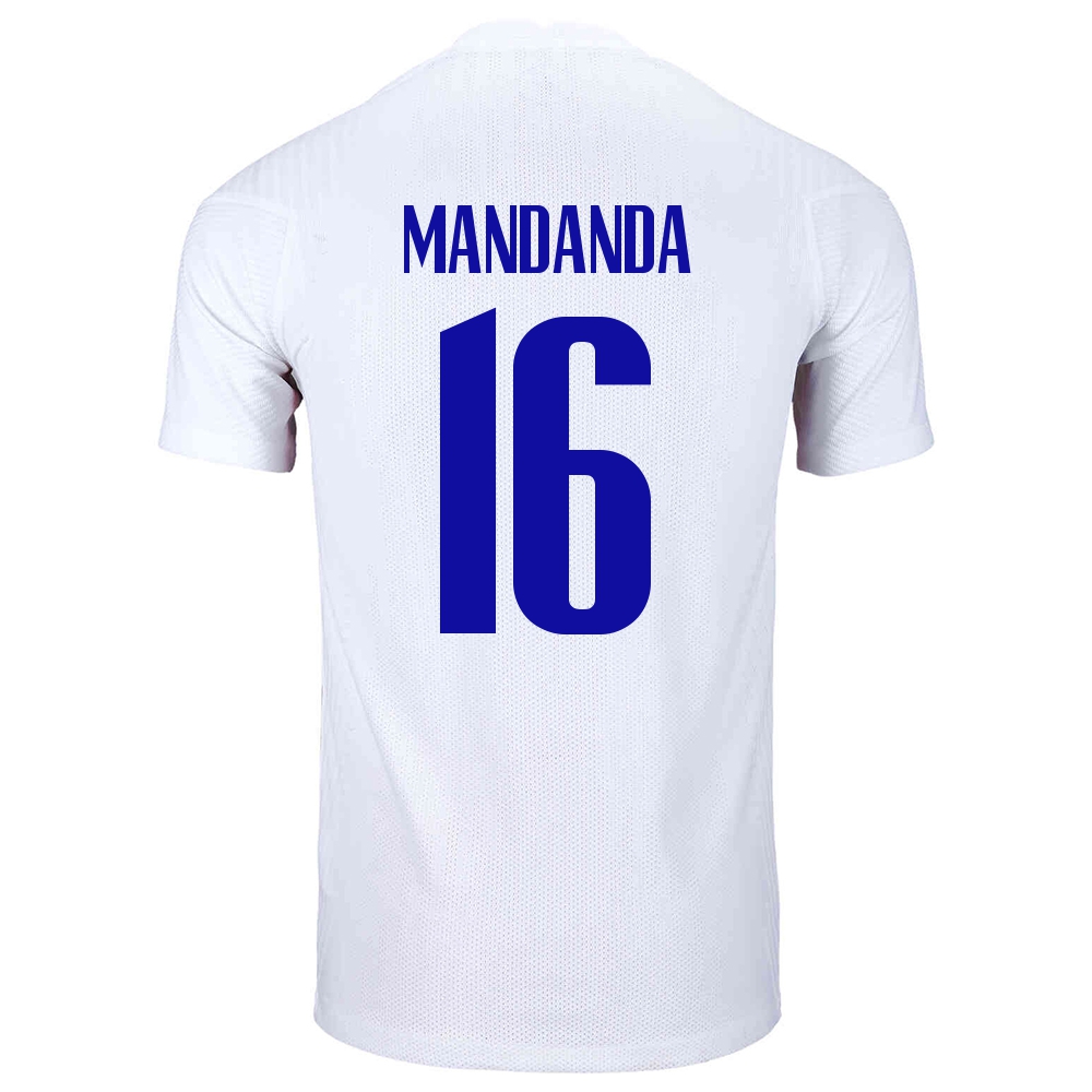Damen Französische Fussballnationalmannschaft Steve Mandanda #16 Auswärtstrikot Weiß 2021 Trikot