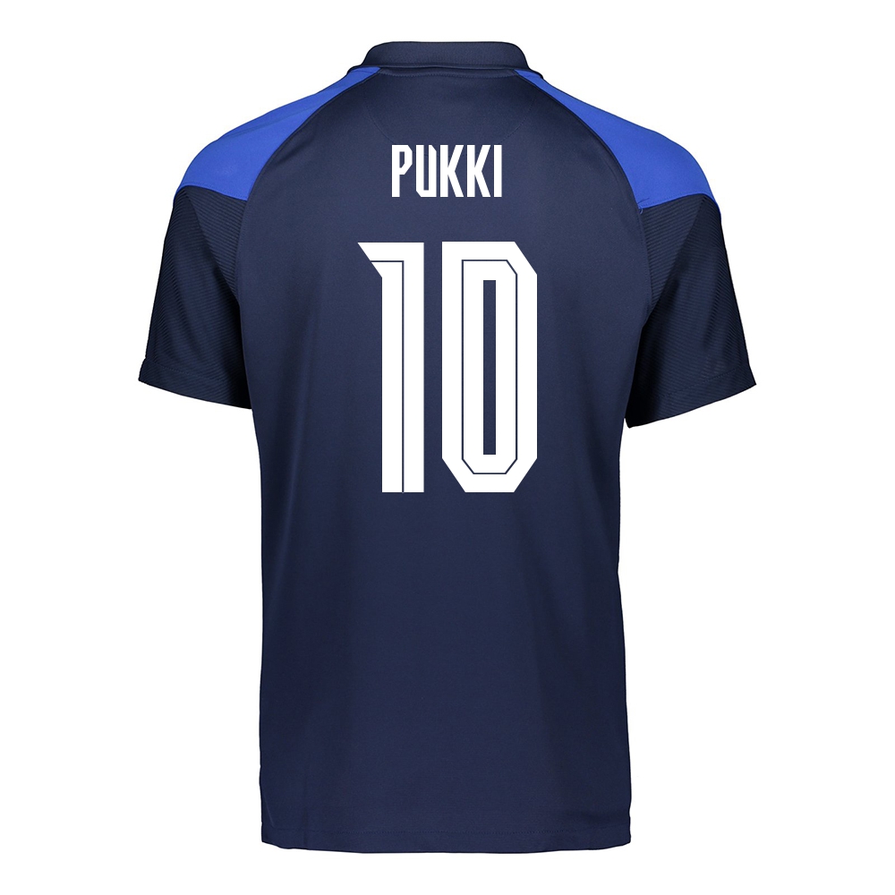 Herren Finnische Fussballnationalmannschaft Teemu Pukki #10 Auswärtstrikot Dunkelblau 2021 Trikot