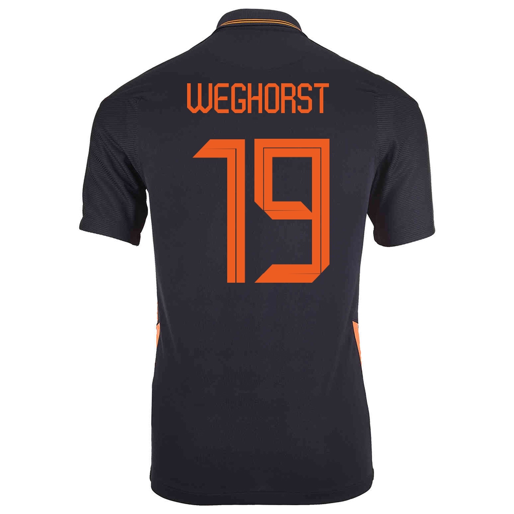 Damen Niederländische Fussballnationalmannschaft Wout Weghorst #19 Auswärtstrikot Schwarz 2021 Trikot