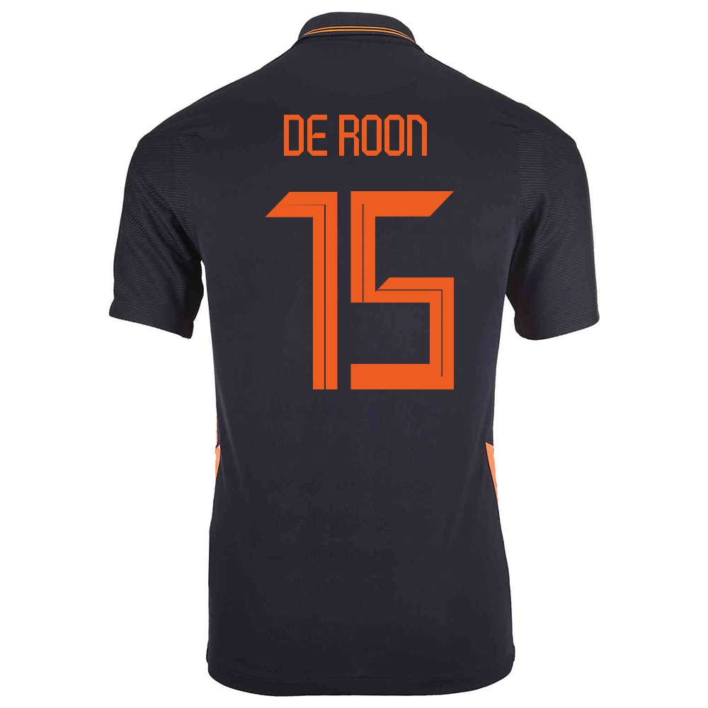 Kinder Niederländische Fussballnationalmannschaft Marten De Roon #15 Auswärtstrikot Schwarz 2021 Trikot