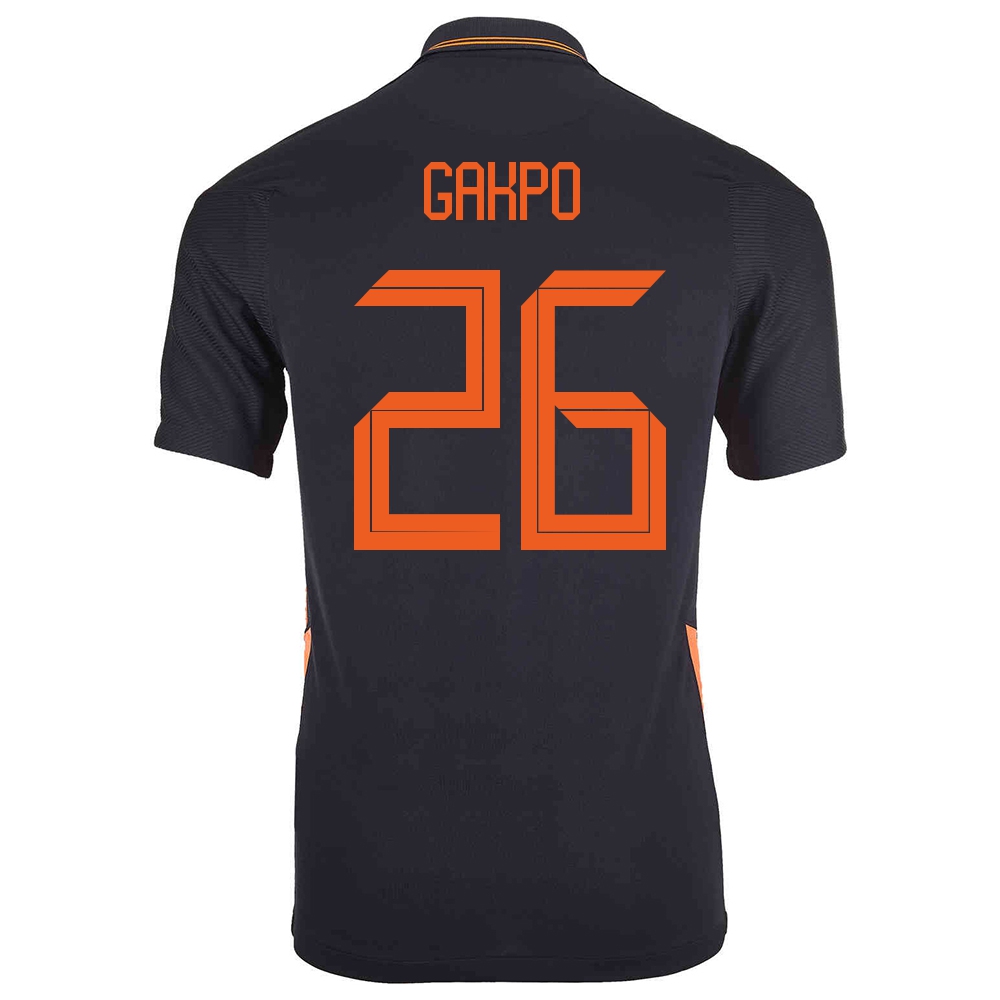 Kinder Niederländische Fussballnationalmannschaft Cody Gakpo #26 Auswärtstrikot Schwarz 2021 Trikot
