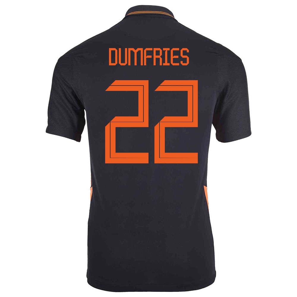 Herren Niederländische Fussballnationalmannschaft Denzel Dumfries #22 Auswärtstrikot Schwarz 2021 Trikot