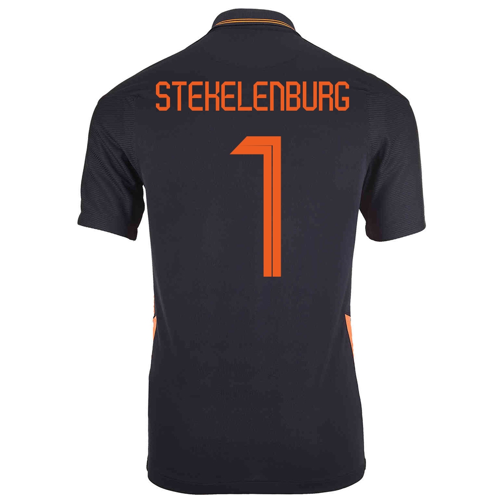 Damen Niederländische Fussballnationalmannschaft Maarten Stekelenburg #1 Auswärtstrikot Schwarz 2021 Trikot