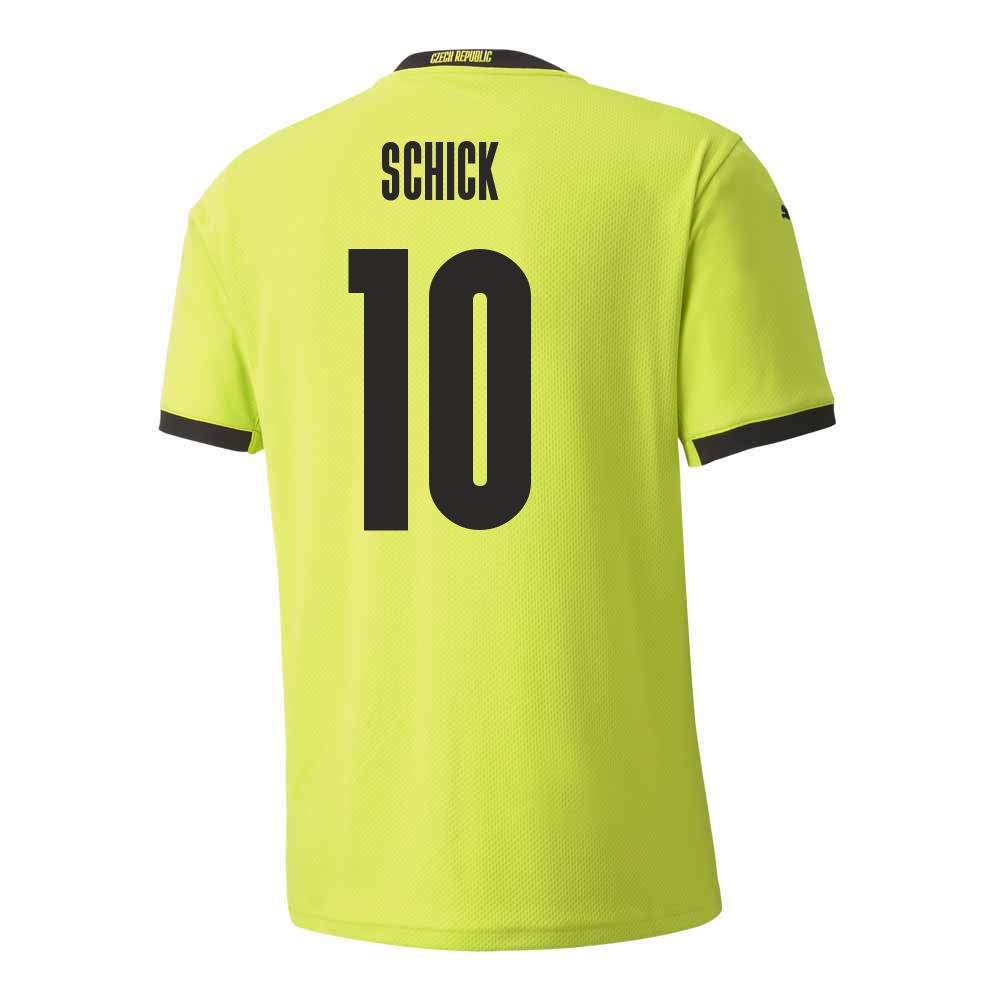 Herren Tschechische Fussballnationalmannschaft Patrik Schick #10 Auswärtstrikot Hellgrün 2021 Trikot