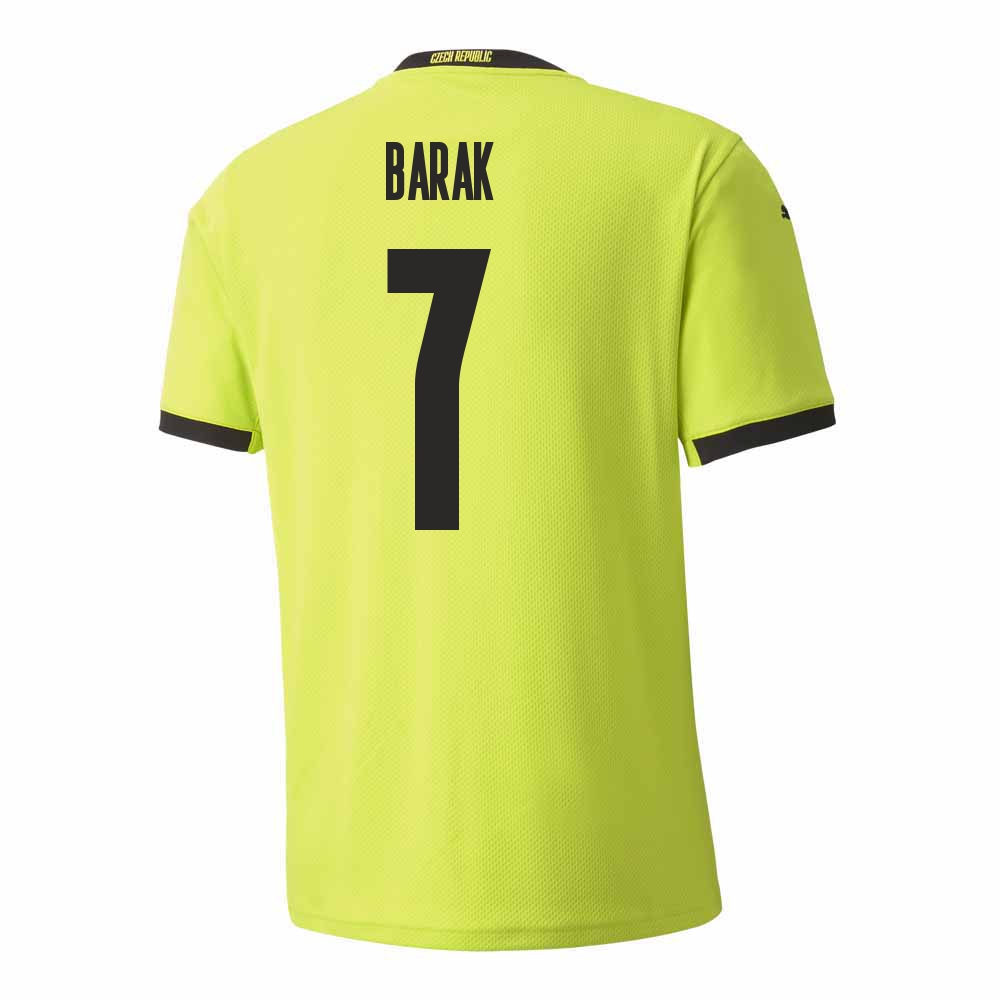 Kinder Tschechische Fussballnationalmannschaft Antonin Barak #7 Auswärtstrikot Hellgrün 2021 Trikot