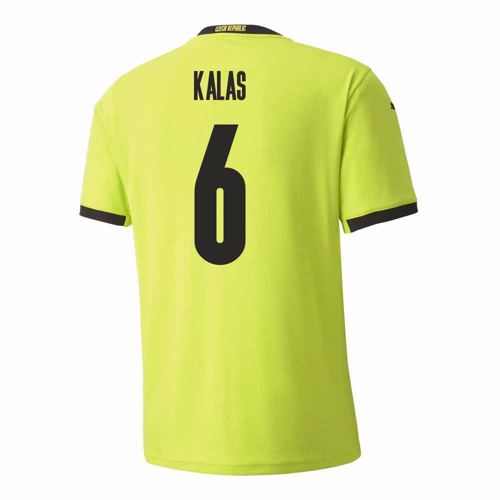 Damen Tschechische Fussballnationalmannschaft Tomas Kalas #6 Auswärtstrikot Hellgrün 2021 Trikot