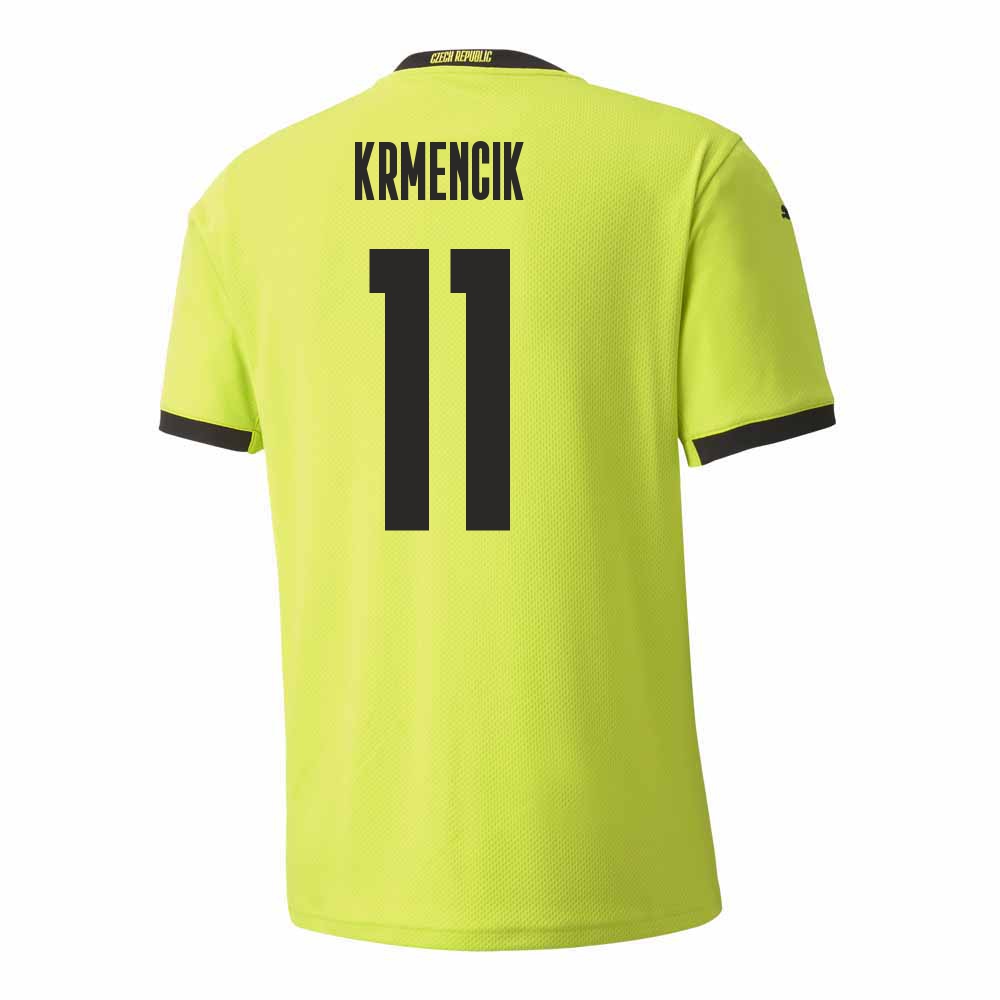 Kinder Tschechische Fussballnationalmannschaft Michael Krmencik #11 Auswärtstrikot Hellgrün 2021 Trikot