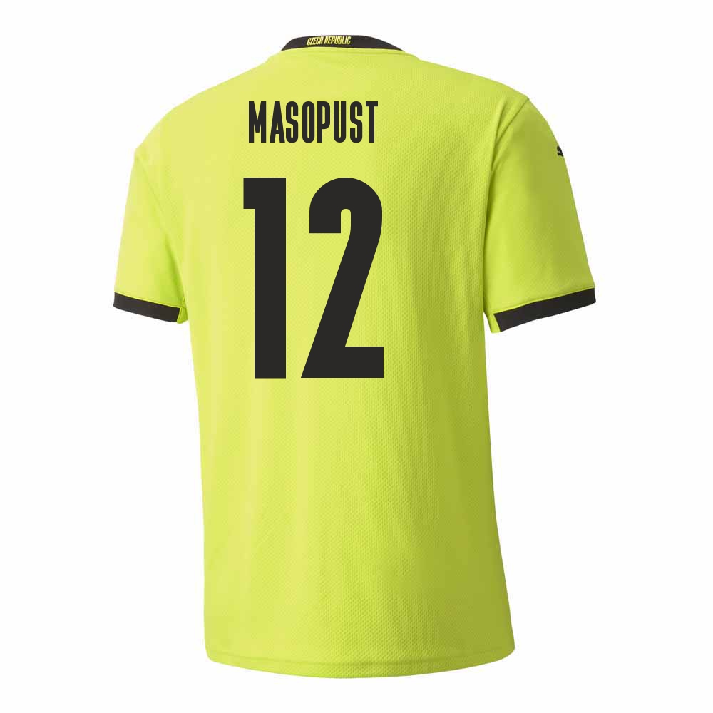 Damen Tschechische Fussballnationalmannschaft Lukas Masopust #12 Auswärtstrikot Hellgrün 2021 Trikot