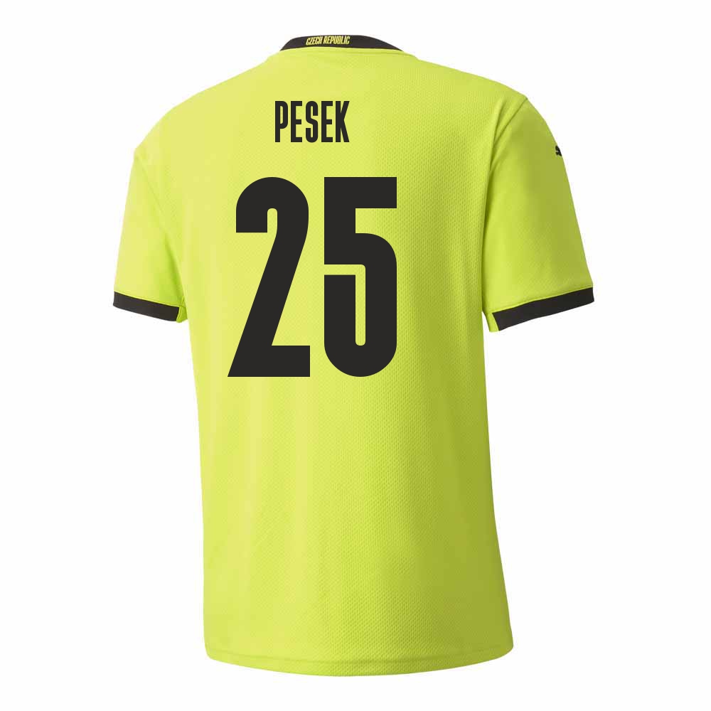 Damen Tschechische Fussballnationalmannschaft Jakub Pesek #25 Auswärtstrikot Hellgrün 2021 Trikot
