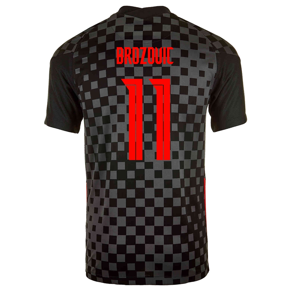 Herren Kroatische Fussballnationalmannschaft Marcelo Brozovic #11 Auswärtstrikot Schwarzgrau 2021 Trikot