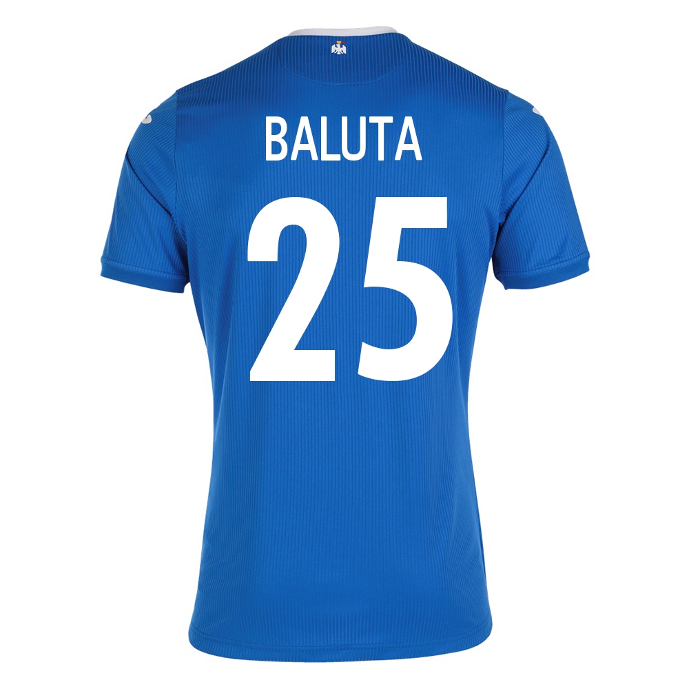 Herren Rumänische Fussballnationalmannschaft Alexandru Baluta #25 Auswärtstrikot Blau 2021 Trikot