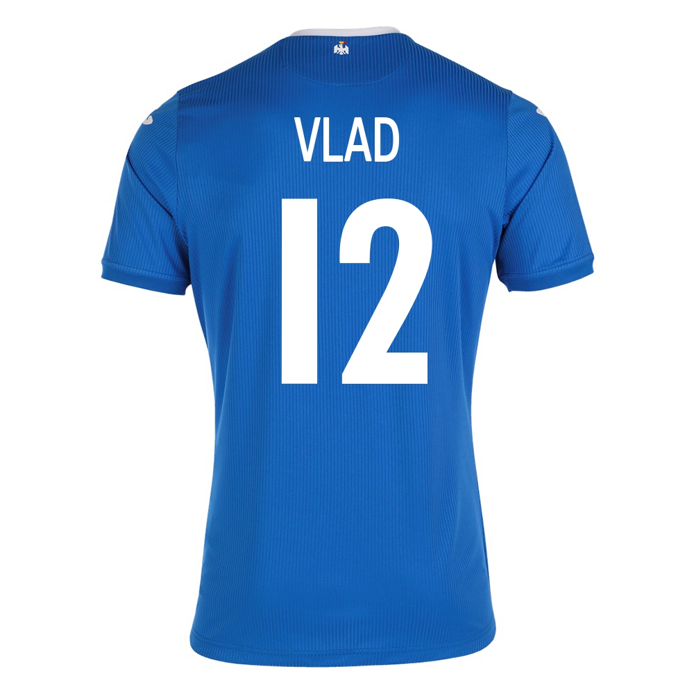 Kinder Rumänische Fussballnationalmannschaft Andrei Vlad #12 Auswärtstrikot Blau 2021 Trikot