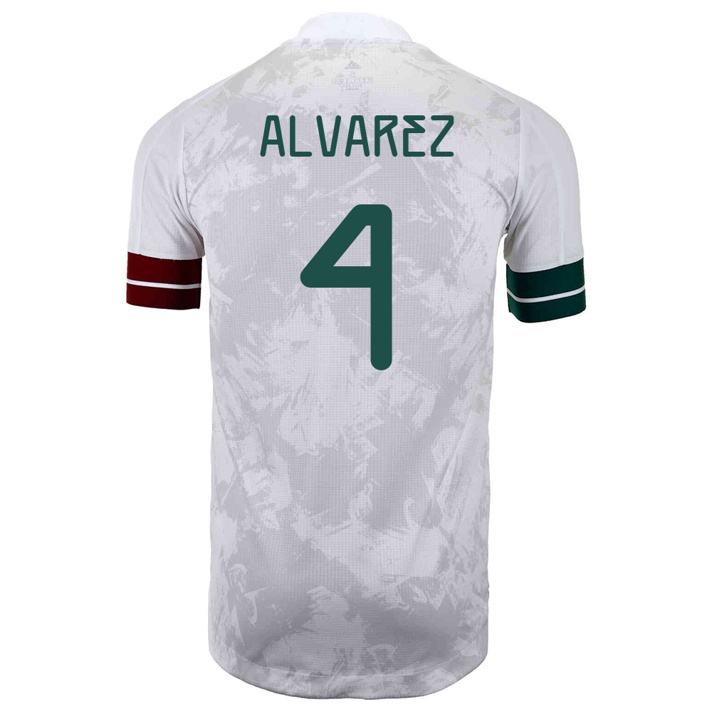 Damen Mexikanische Fussballnationalmannschaft Edson Alvarez #4 Auswärtstrikot Weiß Schwarz 2021 Trikot