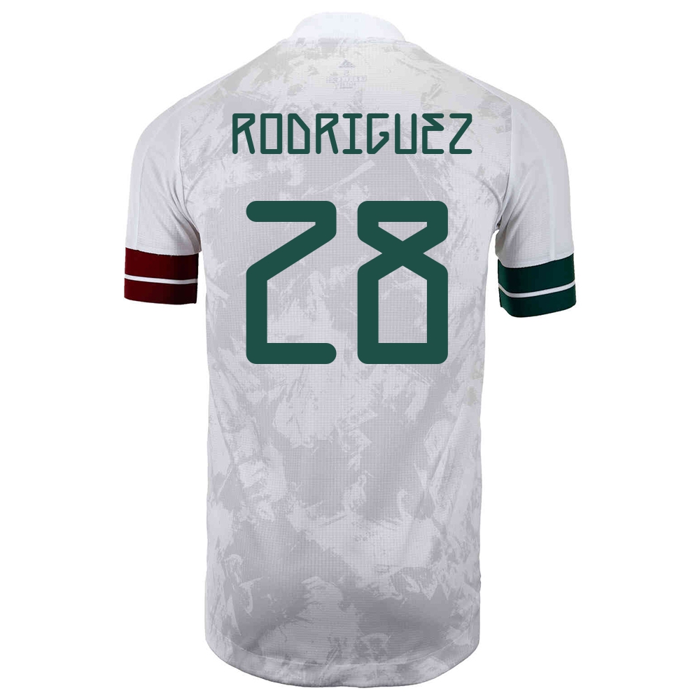 Herren Mexikanische Fussballnationalmannschaft Carlos Rodriguez #28 Auswärtstrikot Weiß Schwarz 2021 Trikot