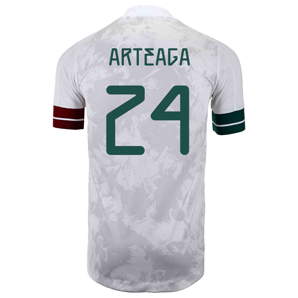 Herren Mexikanische Fussballnationalmannschaft Gerardo Arteaga #24 Auswärtstrikot Weiß Schwarz 2021 Trikot