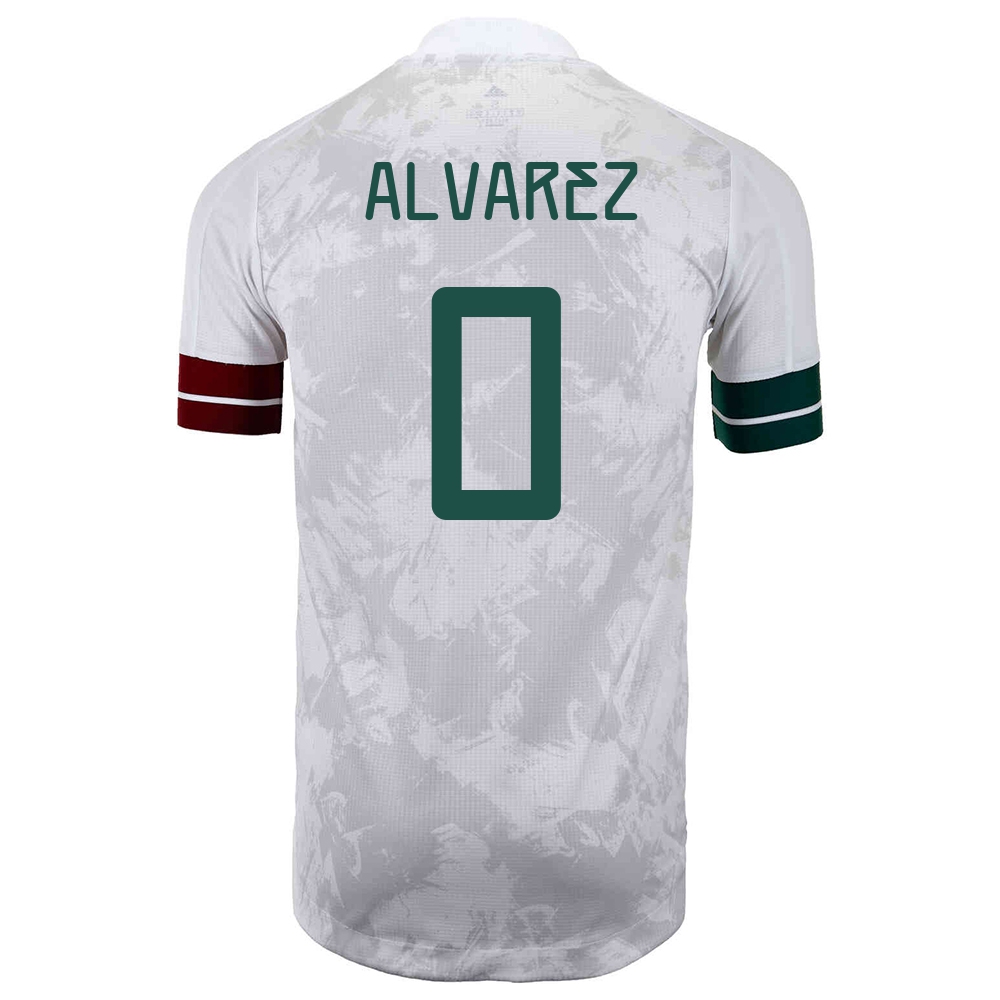 Damen Mexikanische Fussballnationalmannschaft Kevin Alvarez #0 Auswärtstrikot Weiß Schwarz 2021 Trikot