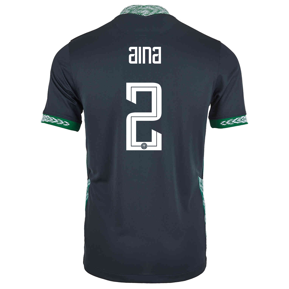 Damen Nigerianische Fussballnationalmannschaft Ola Aina #2 Auswärtstrikot Schwarz 2021 Trikot