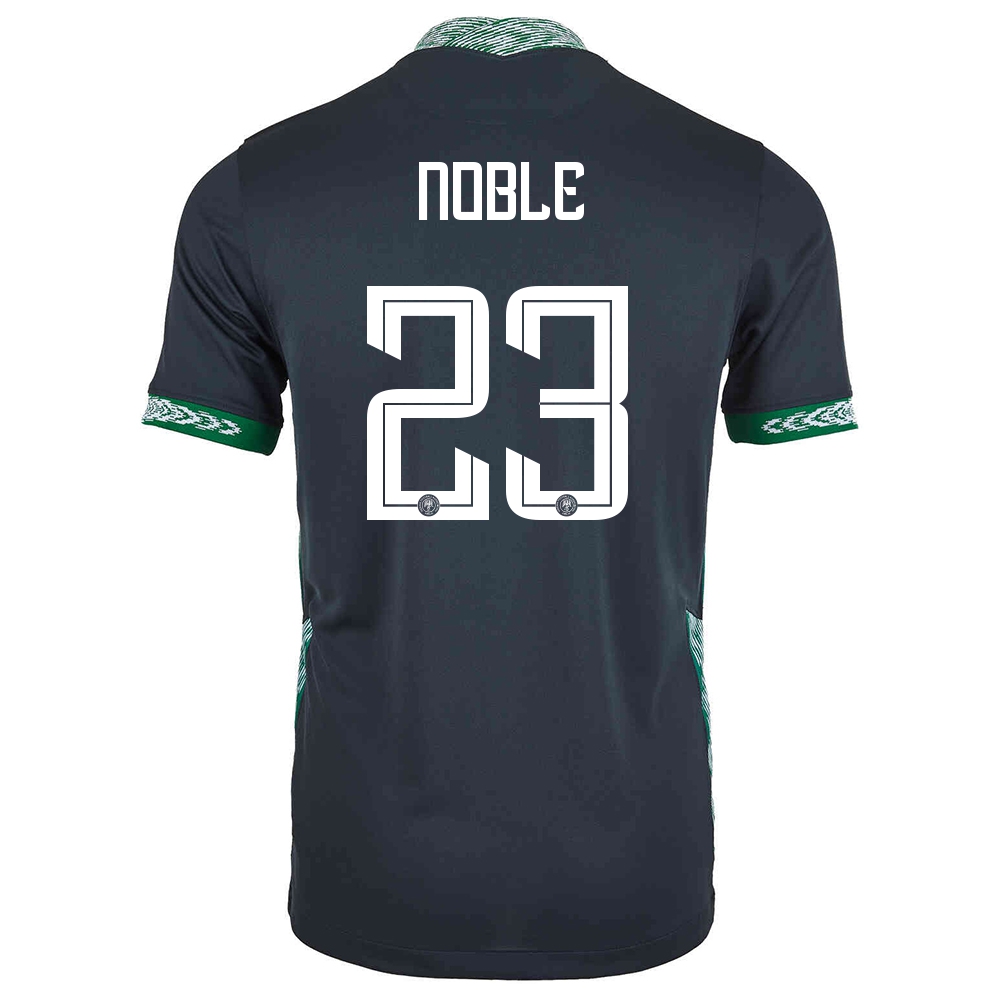 Damen Nigerianische Fussballnationalmannschaft John Noble #23 Auswärtstrikot Schwarz 2021 Trikot