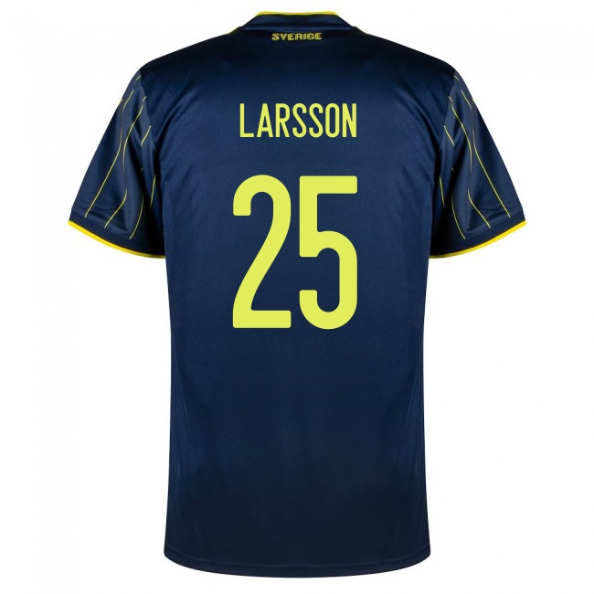 Damen Schwedische Fussballnationalmannschaft Jordan Larsson #25 Auswärtstrikot Dunkelblau 2021 Trikot