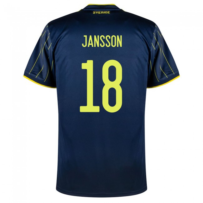 Damen Schwedische Fussballnationalmannschaft Pontus Jansson #18 Auswärtstrikot Dunkelblau 2021 Trikot