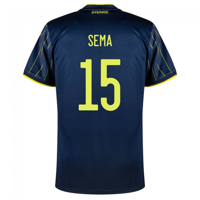 Damen Schwedische Fussballnationalmannschaft Ken Sema #15 Auswärtstrikot Dunkelblau 2021 Trikot