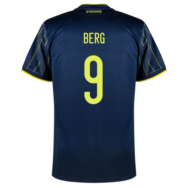 Herren Schwedische Fussballnationalmannschaft Marcus Berg #9 Auswärtstrikot Dunkelblau 2021 Trikot