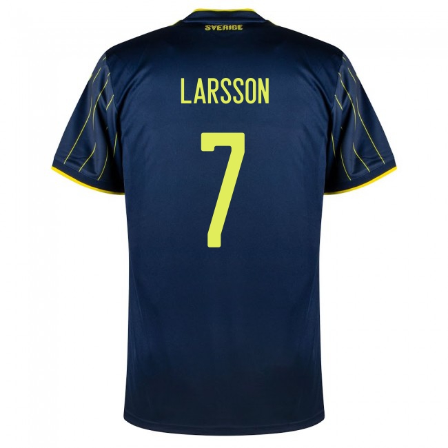 Damen Schwedische Fussballnationalmannschaft Sebastian Larsson #7 Auswärtstrikot Dunkelblau 2021 Trikot