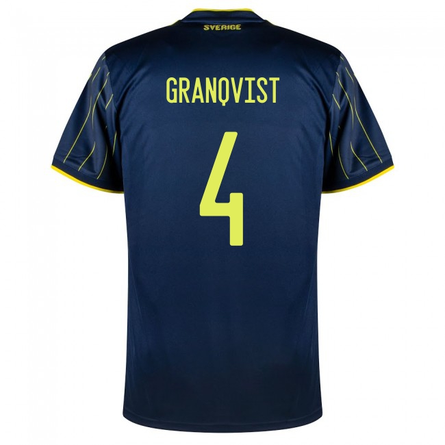 Herren Schwedische Fussballnationalmannschaft Andreas Granqvist #4 Auswärtstrikot Dunkelblau 2021 Trikot