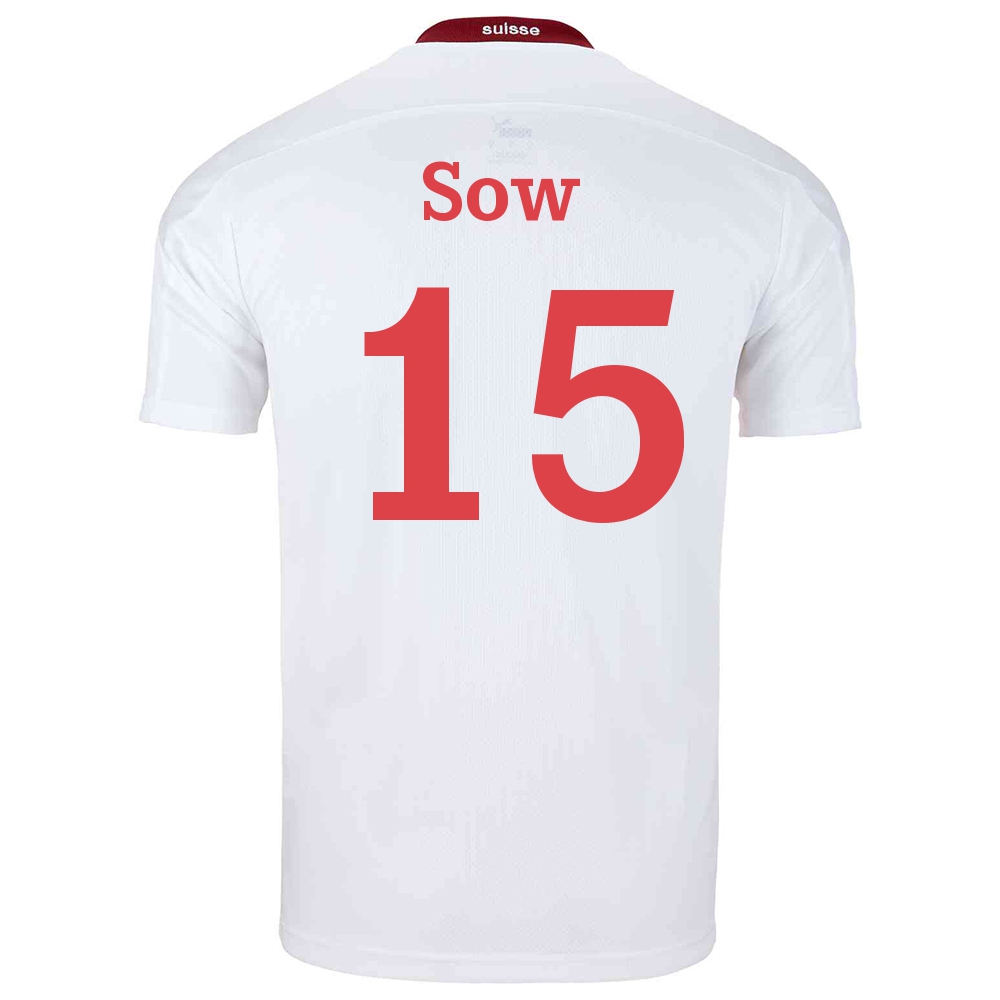 Herren Schweizer Fussballnationalmannschaft Djibril Sow #15 Auswärtstrikot Weiß 2021 Trikot