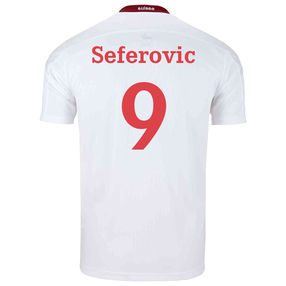 Kinder Schweizer Fussballnationalmannschaft Haris Seferovic #9 Auswärtstrikot Weiß 2021 Trikot
