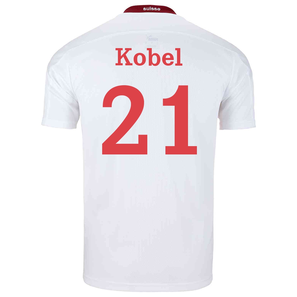 Kinder Schweizer Fussballnationalmannschaft Gregor Kobel #21 Auswärtstrikot Weiß 2021 Trikot