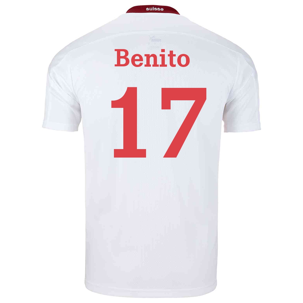 Herren Schweizer Fussballnationalmannschaft Loris Benito #17 Auswärtstrikot Weiß 2021 Trikot