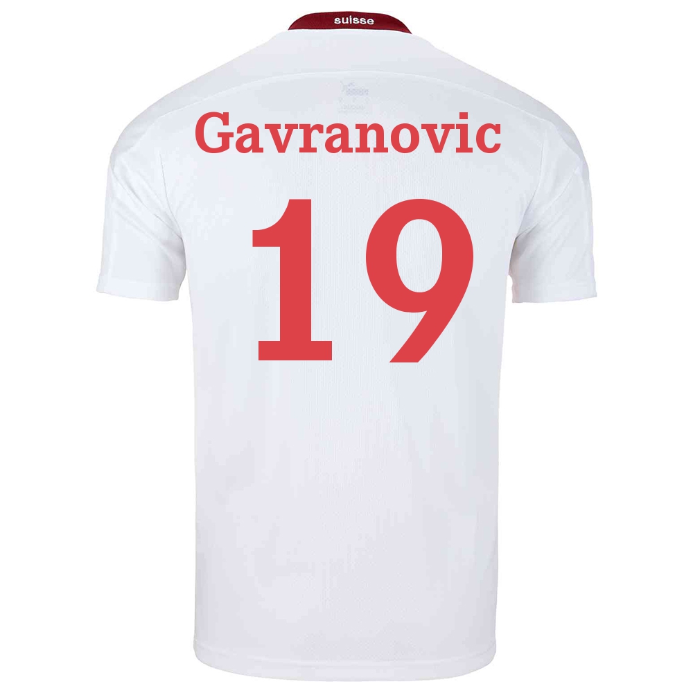 Kinder Schweizer Fussballnationalmannschaft Mario Gavranovic #19 Auswärtstrikot Weiß 2021 Trikot