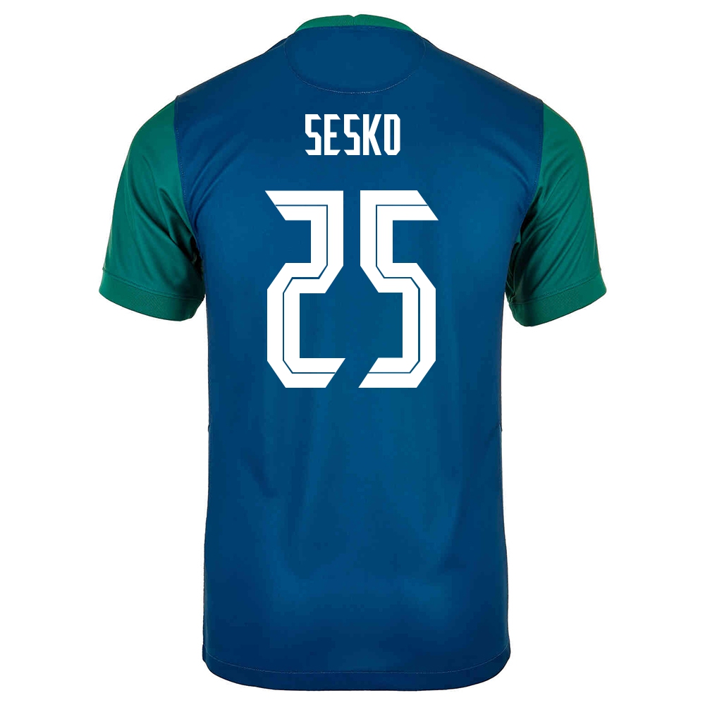 Kinder Slowenische Fussballnationalmannschaft Benjamin Sesko #25 Auswärtstrikot Weiß 2021 Trikot