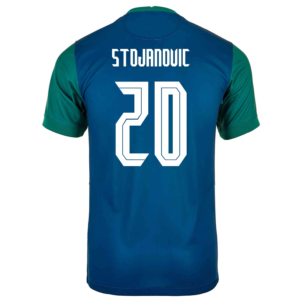 Herren Slowenische Fussballnationalmannschaft Petar Stojanovic #20 Auswärtstrikot Weiß 2021 Trikot