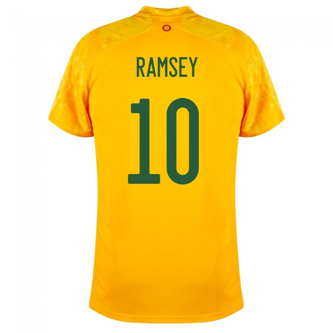 Herren Walisische Fussballnationalmannschaft Aaron Ramsey #10 Auswärtstrikot Rot 2021 Trikot
