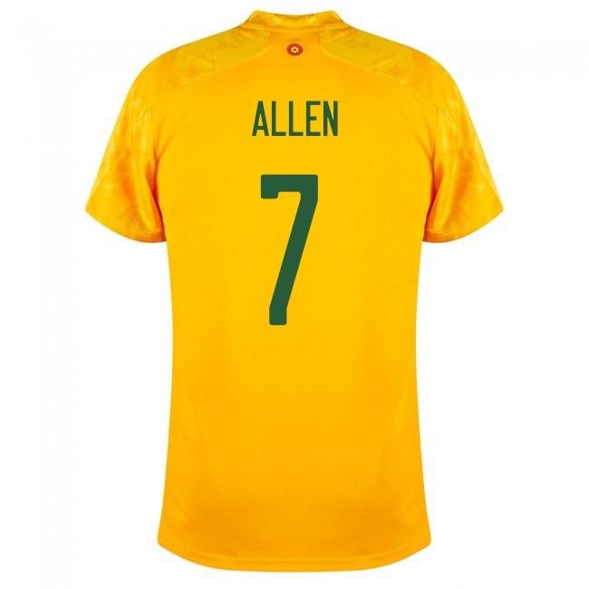 Kinder Walisische Fussballnationalmannschaft Joe Allen #7 Auswärtstrikot Rot 2021 Trikot