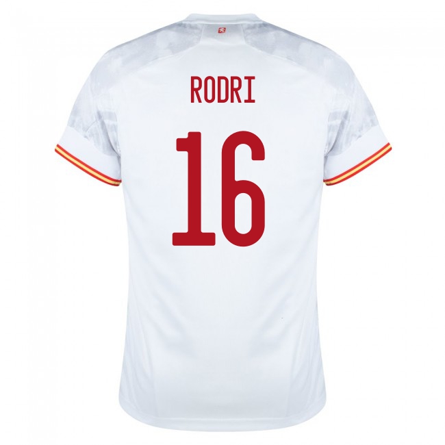 Kinder Spanische Fussballnationalmannschaft Rodri #16 Auswärtstrikot Rot 2021 Trikot