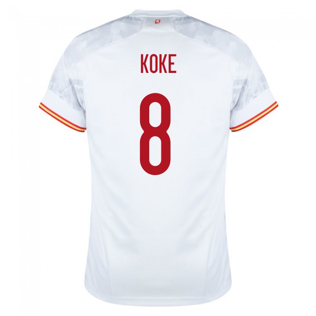 Herren Spanische Fussballnationalmannschaft Koke #8 Auswärtstrikot Rot 2021 Trikot