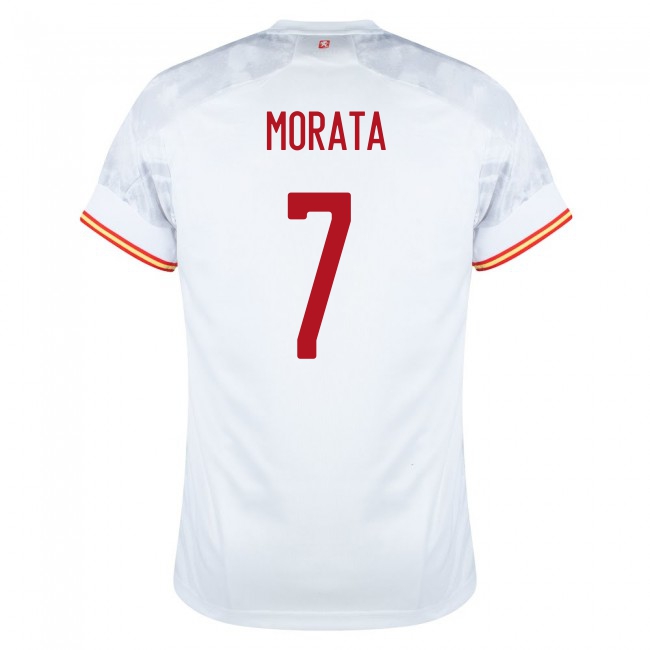 Herren Spanische Fussballnationalmannschaft Alvaro Morata #7 Auswärtstrikot Rot 2021 Trikot