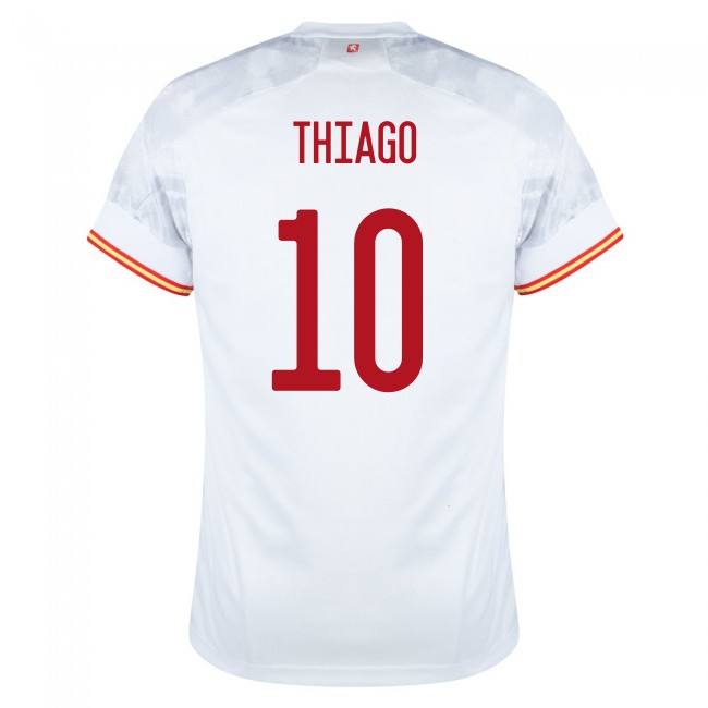 Kinder Spanische Fussballnationalmannschaft Thiago #10 Auswärtstrikot Rot 2021 Trikot