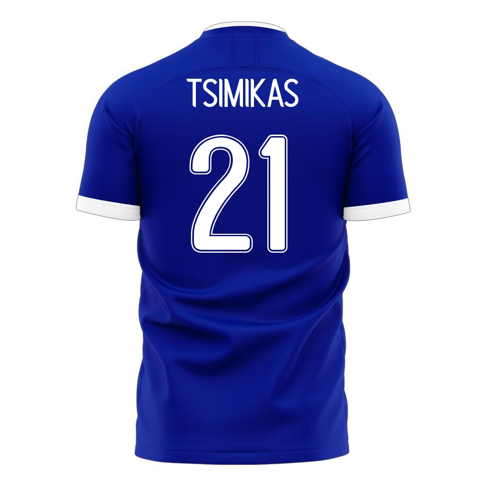 Damen Griechische Fussballnationalmannschaft Konstantinos Tsimikas #21 Auswärtstrikot Weiß 2021 Trikot
