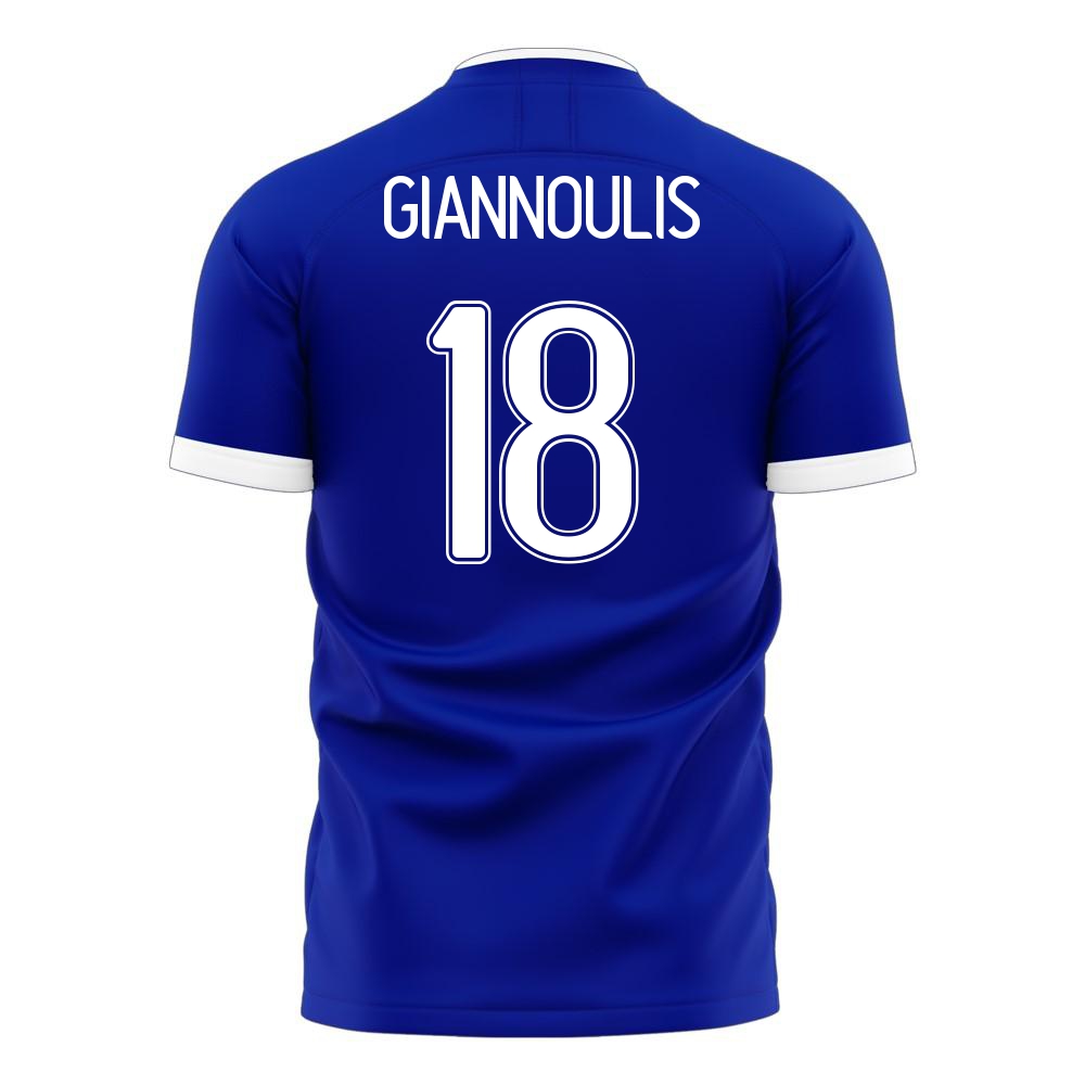 Kinder Griechische Fussballnationalmannschaft Dimitrios Giannoulis #18 Auswärtstrikot Weiß 2021 Trikot