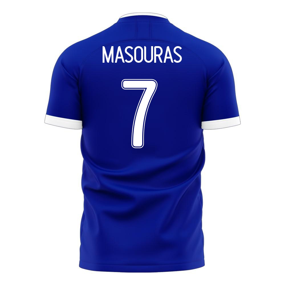 Damen Griechische Fussballnationalmannschaft Georgios Masouras #7 Auswärtstrikot Weiß 2021 Trikot