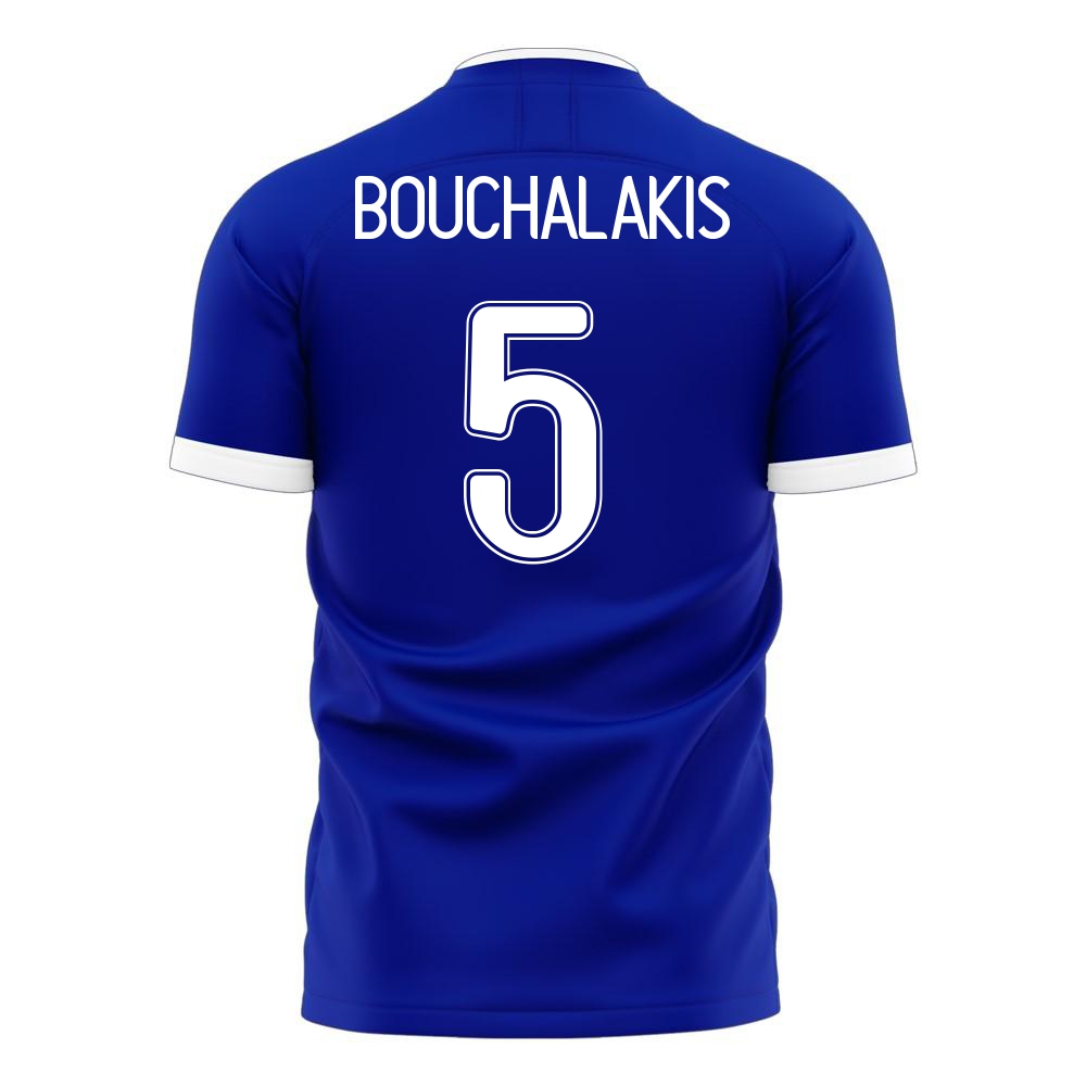 Herren Griechische Fussballnationalmannschaft Andreas Bouchalakis #5 Auswärtstrikot Weiß 2021 Trikot