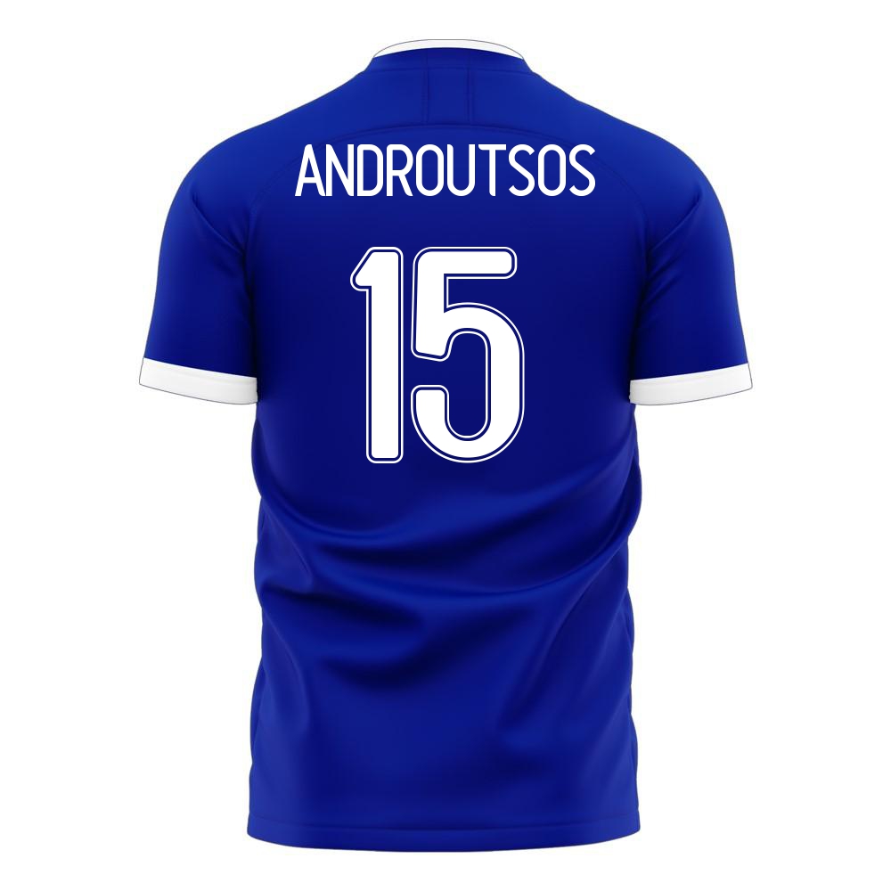 Kinder Griechische Fussballnationalmannschaft Athanasios Androutsos #15 Auswärtstrikot Weiß 2021 Trikot