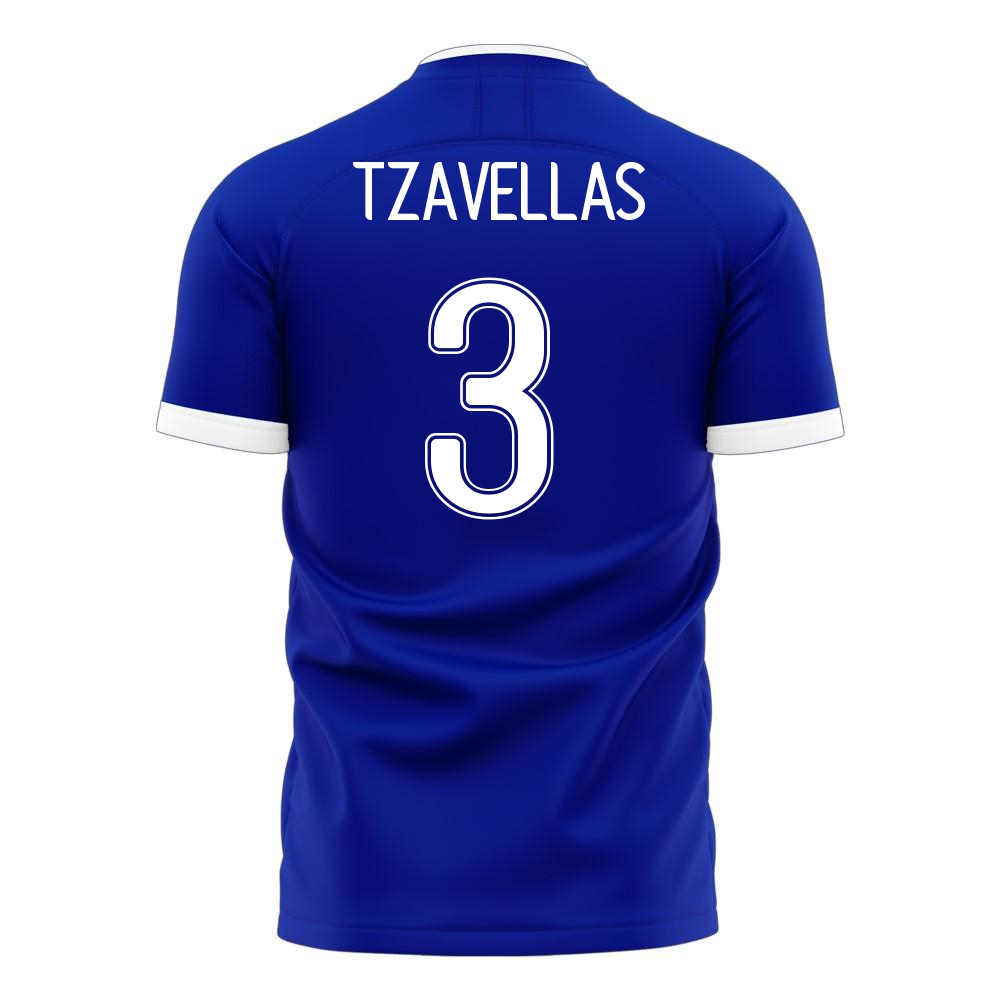 Herren Griechische Fussballnationalmannschaft Georgios Tzavellas #3 Auswärtstrikot Weiß 2021 Trikot