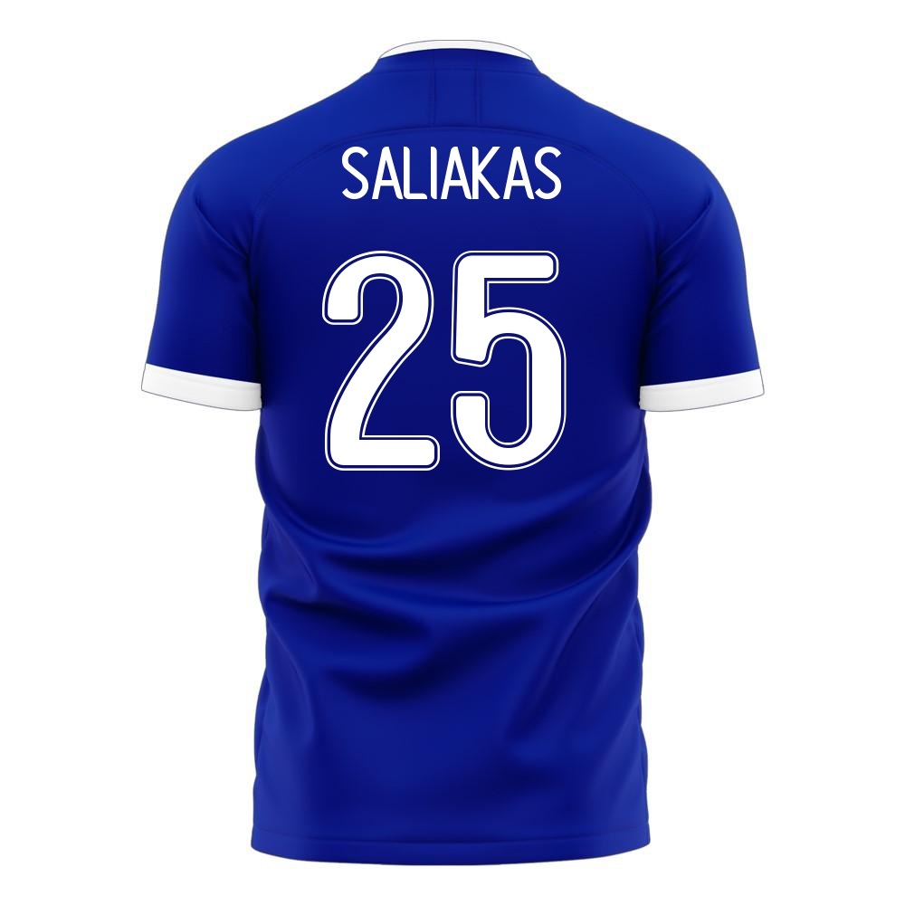 Herren Griechische Fussballnationalmannschaft Manolis Saliakas #25 Auswärtstrikot Weiß 2021 Trikot