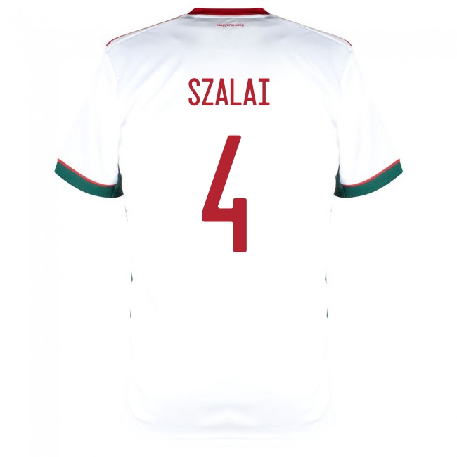 Damen Ungarische Fussballnationalmannschaft Attila Szalai #4 Auswärtstrikot Rot 2021 Trikot
